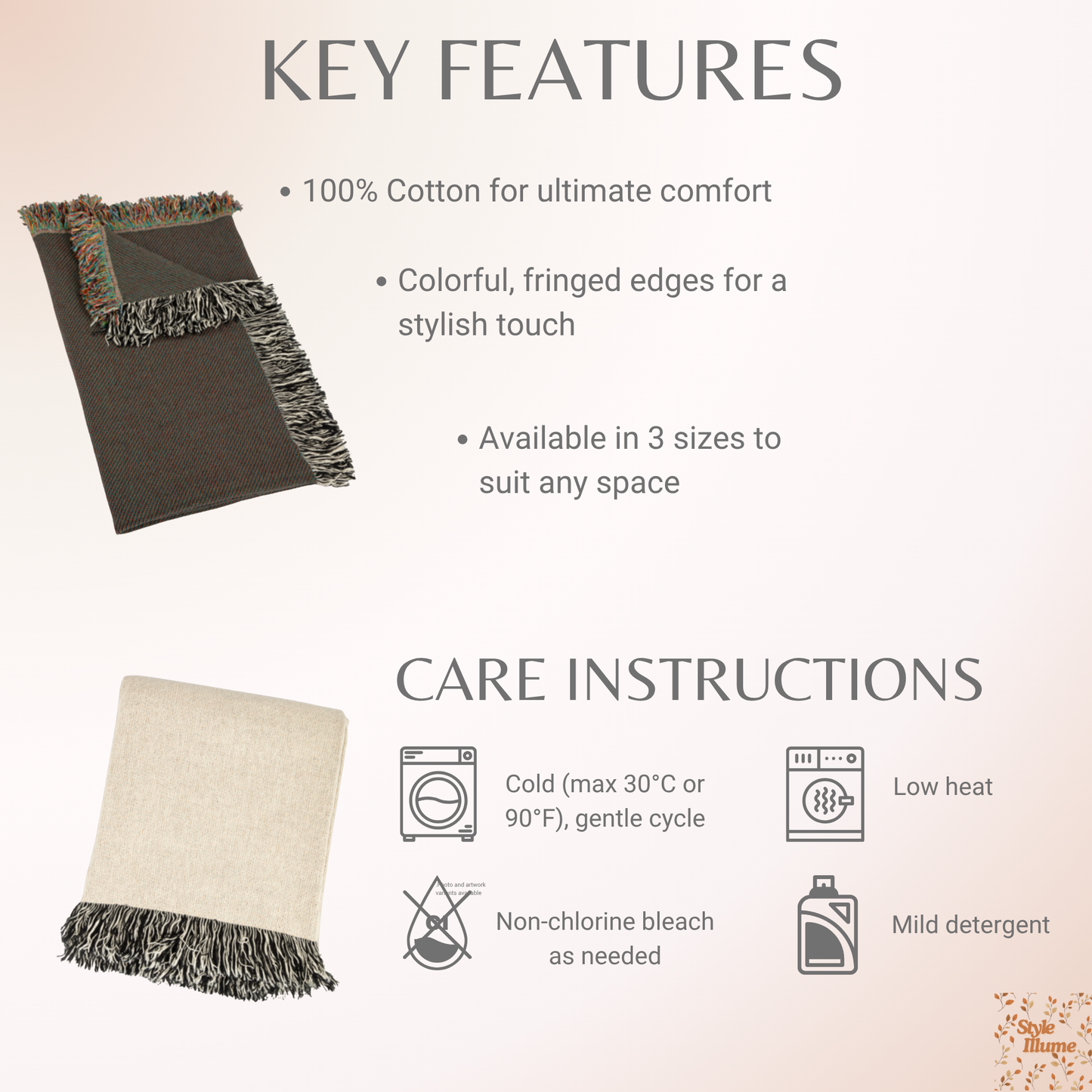 Desert Night & Coyote Woven Blanket 100% Cotton