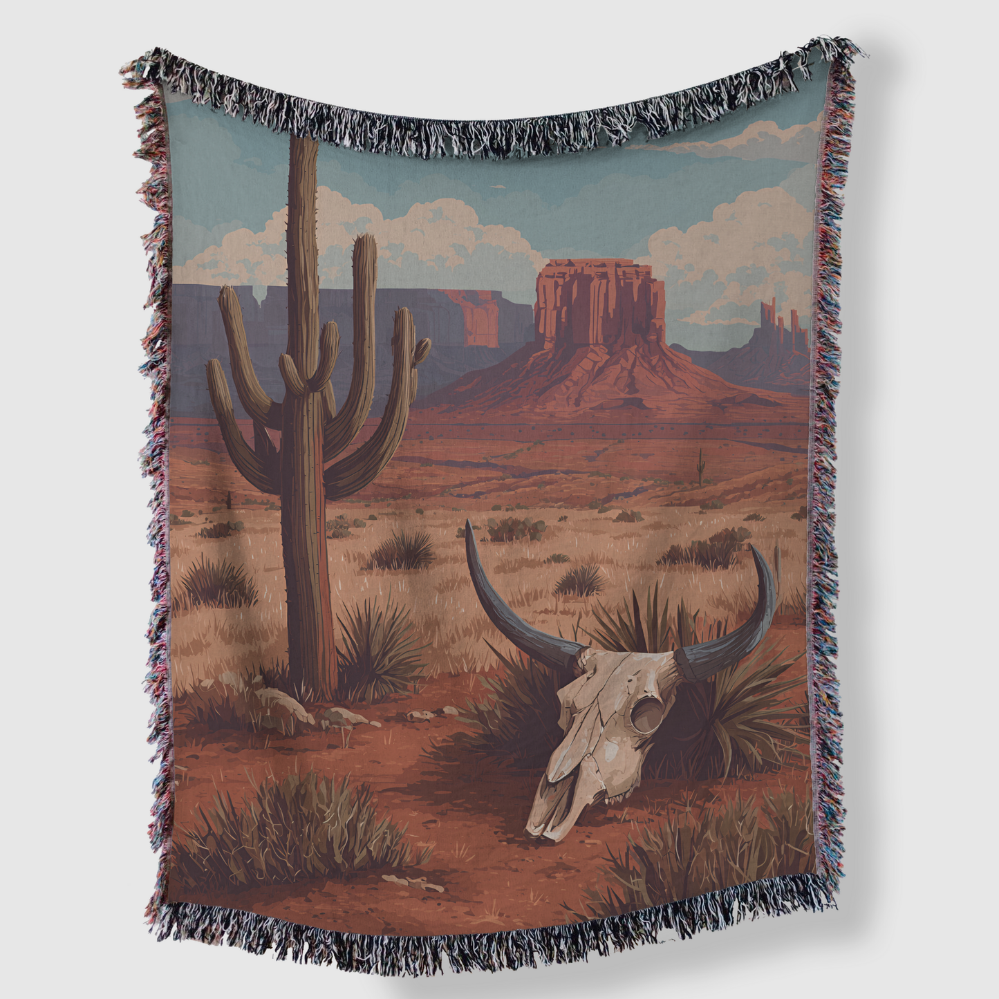 Arizona Desert Southwest Scene II Woven Blanket