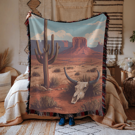 Arizona Desert Southwest Scene II Woven Blanket