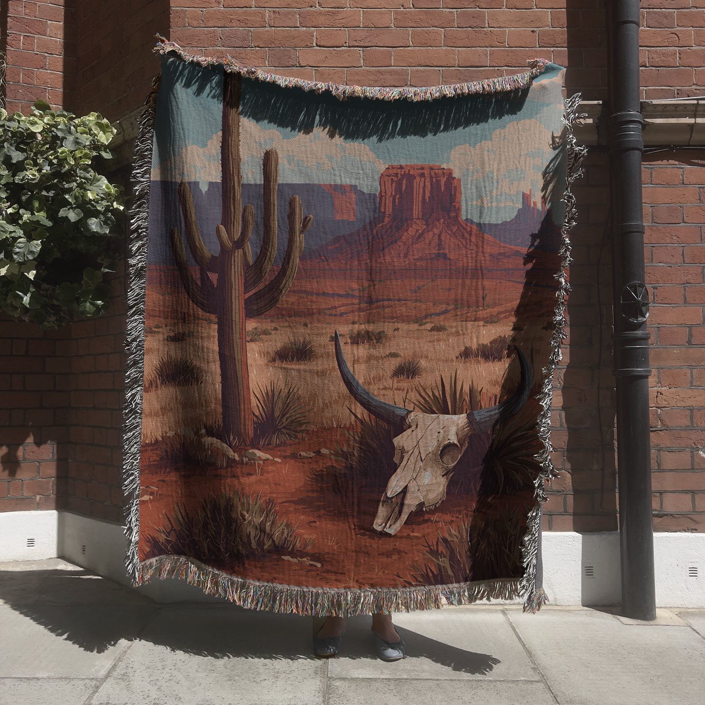 Arizona Desert Southwest Scene II Woven Blanket