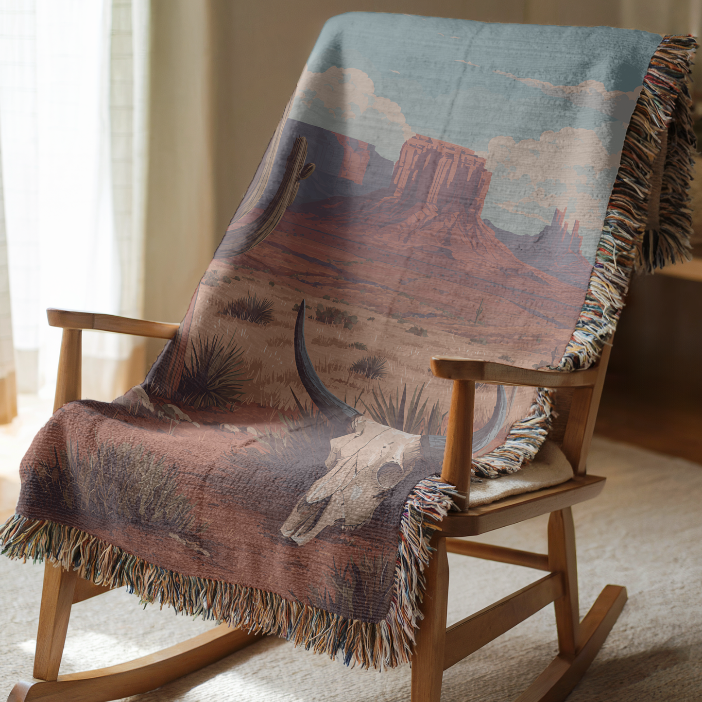 Arizona Desert Southwest Scene II Woven Blanket