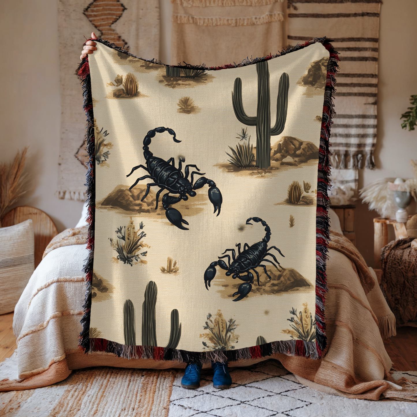 Southwest Scorpion Desert Sand Woven Blanket