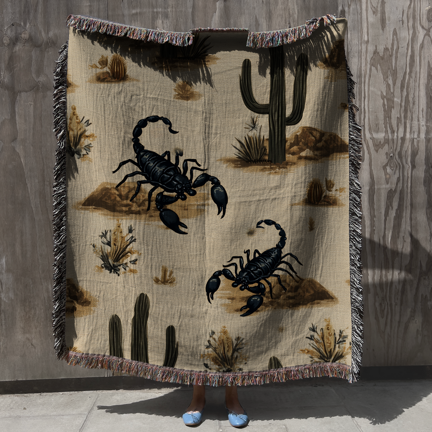Southwest Scorpion Desert Sand Woven Blanket
