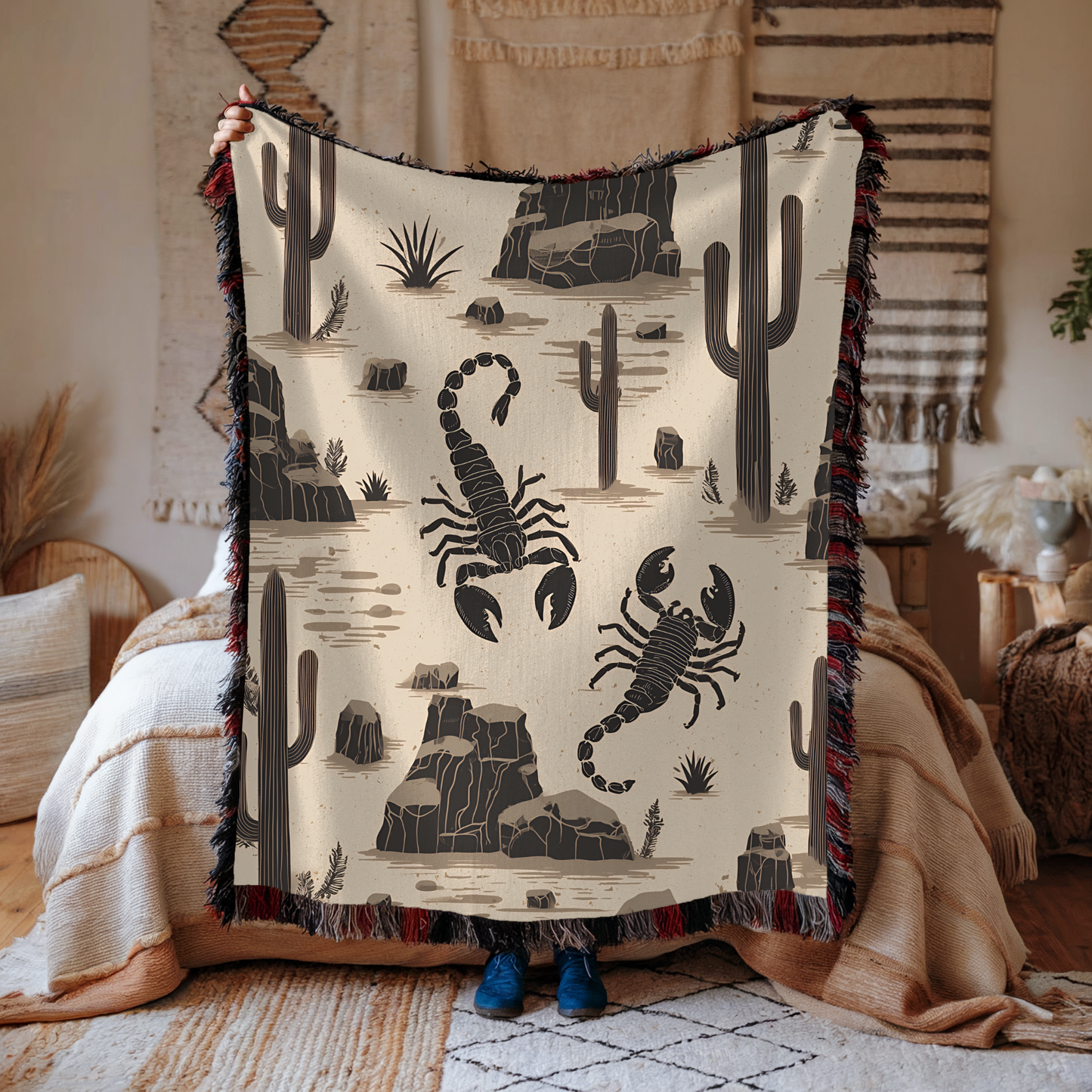 Southwest Scorpion Desert Sand Woven Blanket