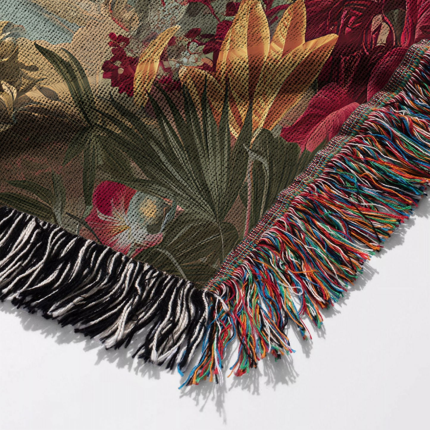 Tropical Black Panther Jungle Art Woven Blanket