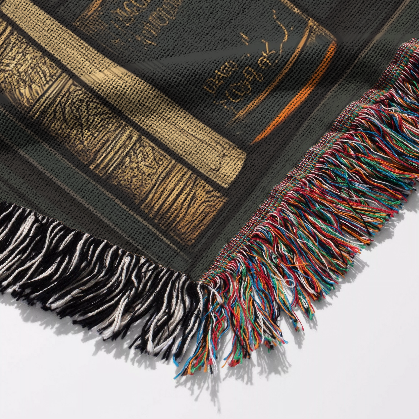 Halloween Spooky Bookcase Woven Blanket