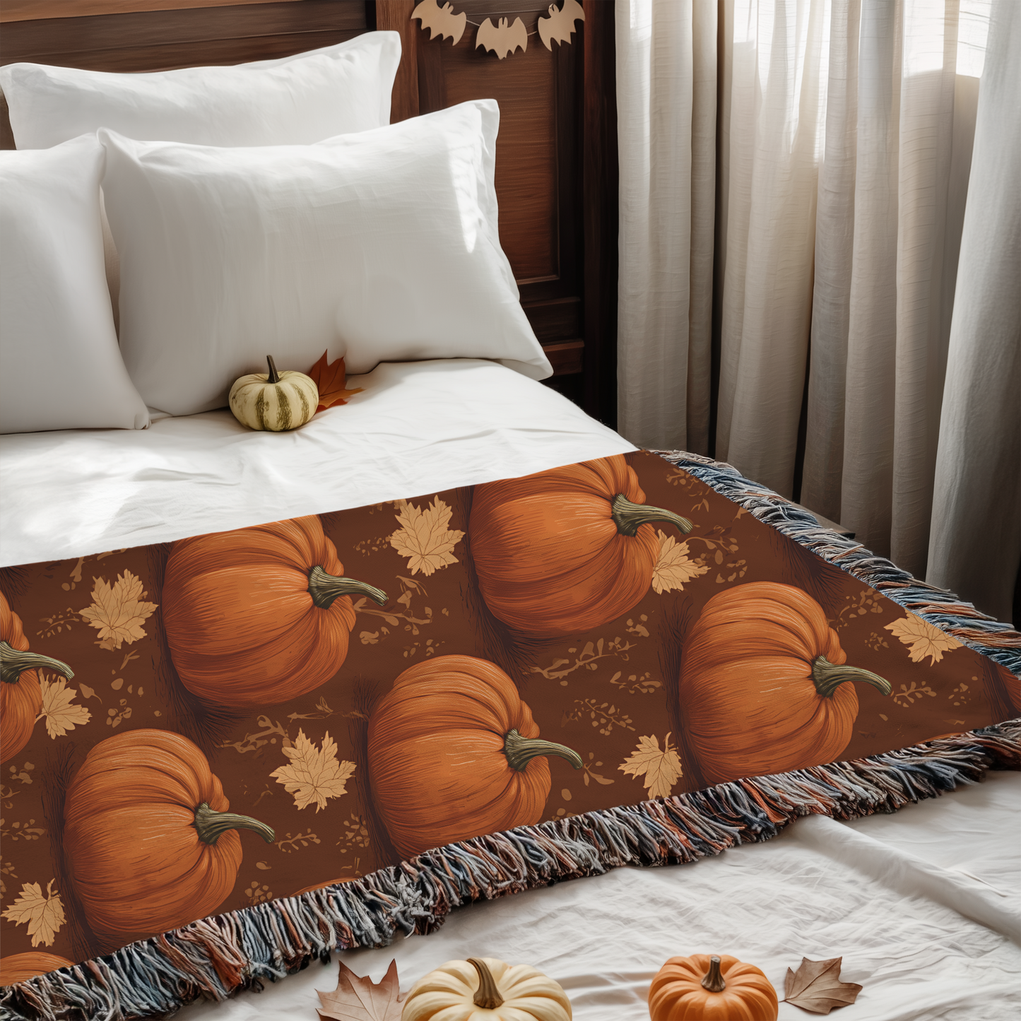 Fall Harvest Pumpkin Woven Blanket