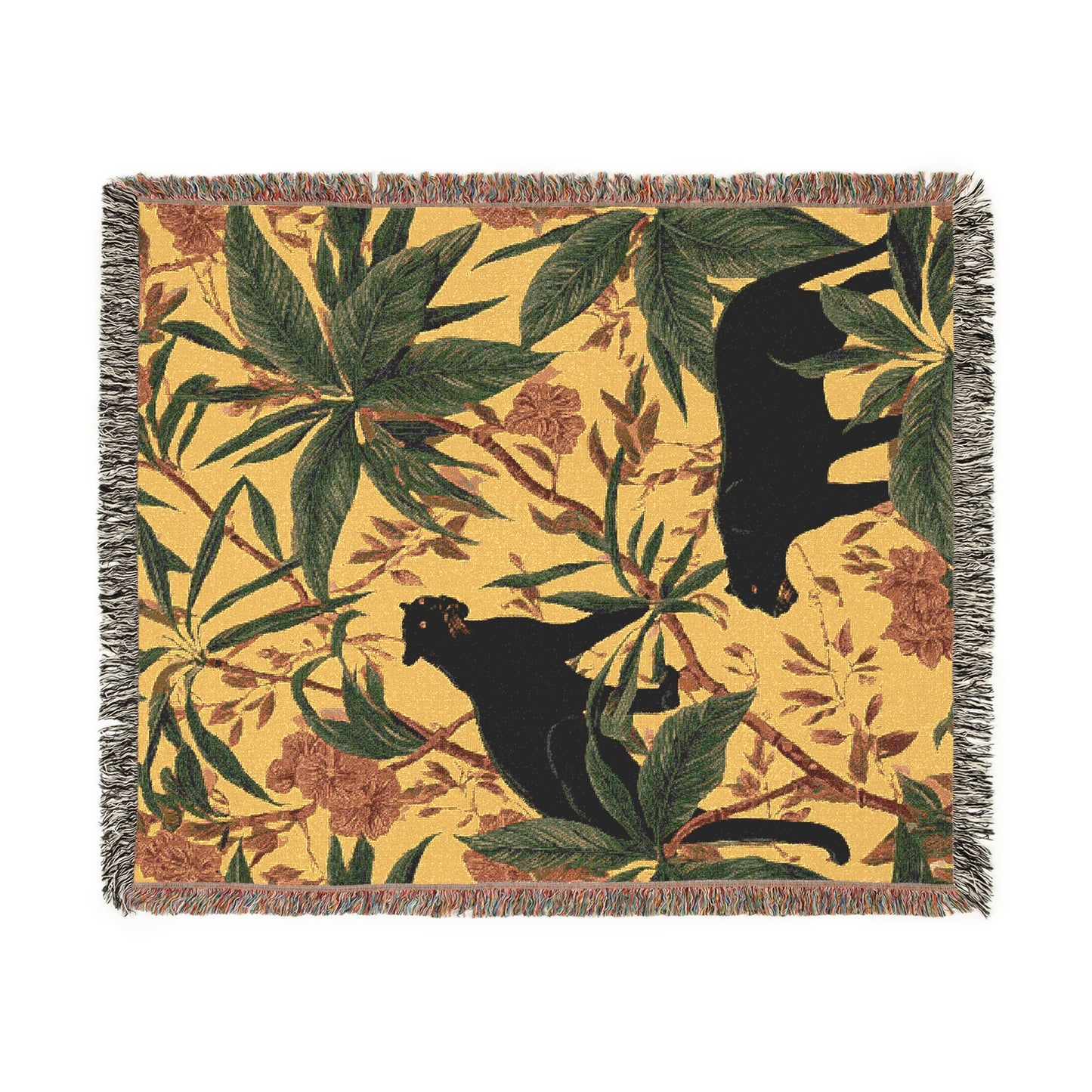 Woven Blanket - Tropical Black Panther Jungle Art, Mid Century Style Decor, Home Accent Gift, Cozy Throw Blanket, Animal Lover Gift