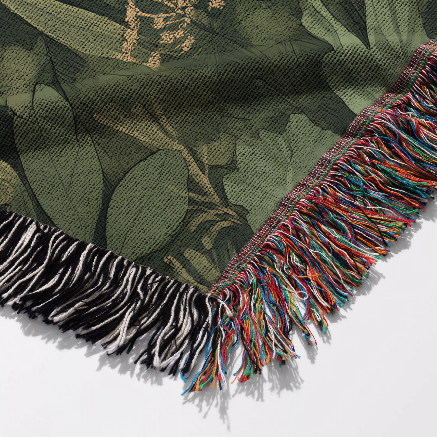 Green Sleeping Dragon in Enchanted Forest Woven Blanket