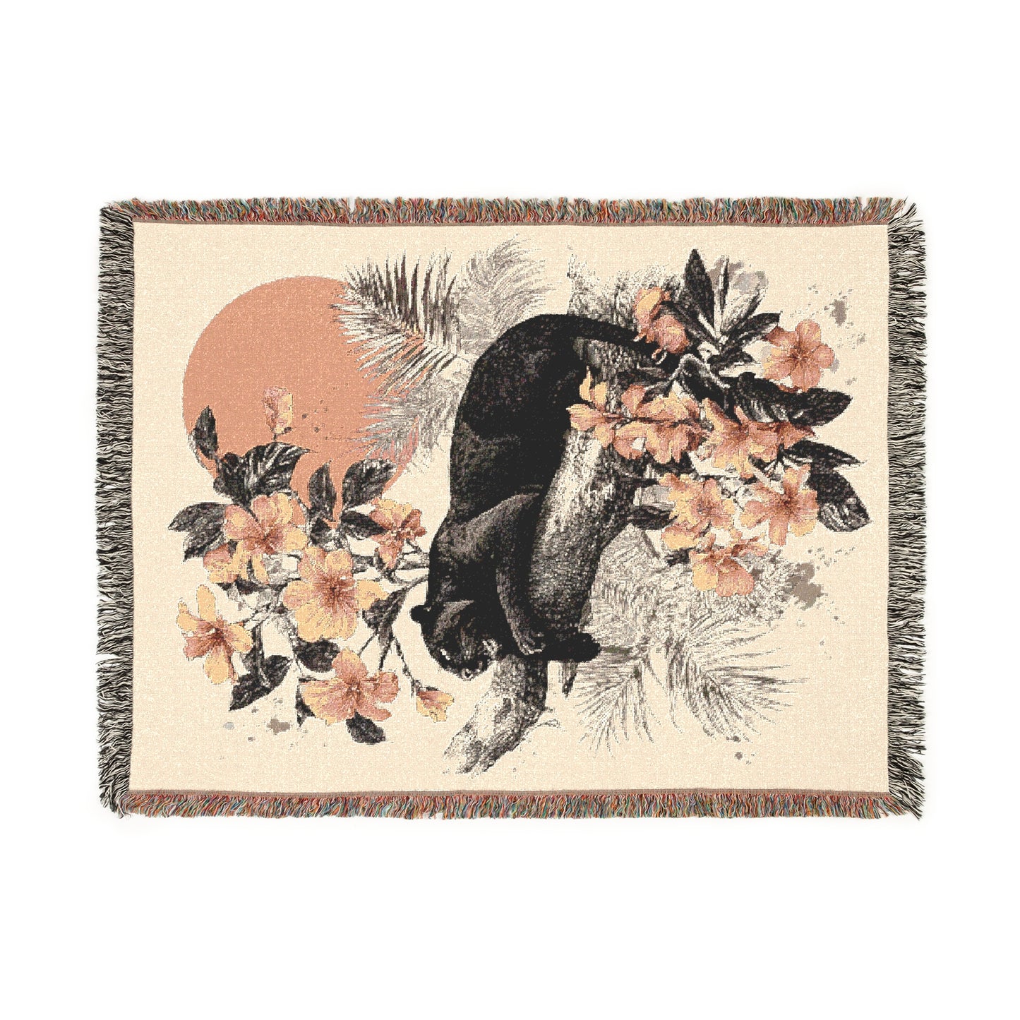 Woven Blanket - Tropical Black Panther Jungle Art, Mid Century Style Decor, Home Accent Gift, Cozy Throw Blanket, Animal Lover Gift