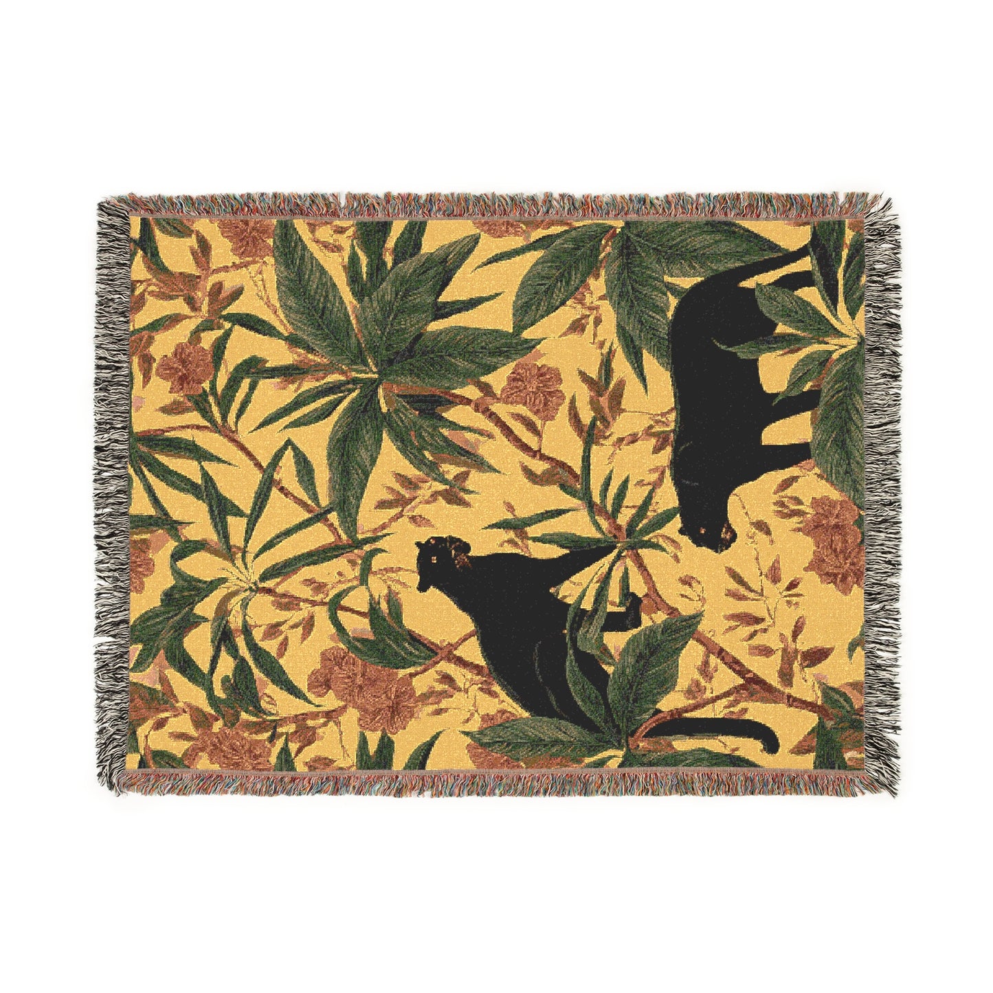 Woven Blanket - Tropical Black Panther Jungle Art, Mid Century Style Decor, Home Accent Gift, Cozy Throw Blanket, Animal Lover Gift