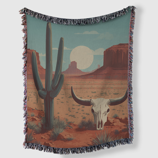 Southwest Desert Scene Woven Cotton Blanket