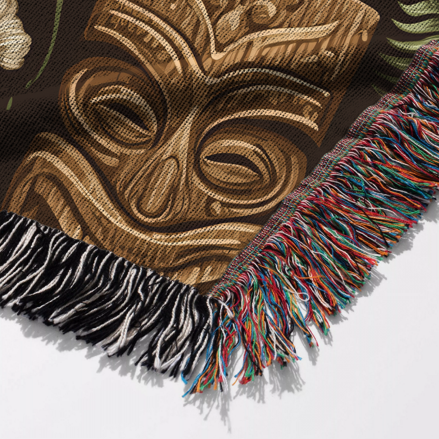 Hawaiian Tiki Floral Tropical Woven Cotton Blanket