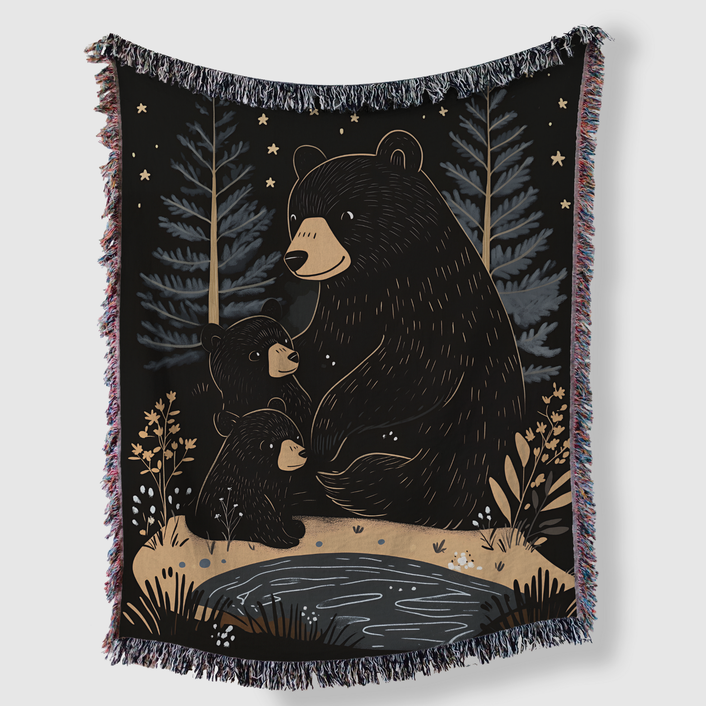 Mother bear and cubs Woven Blanket