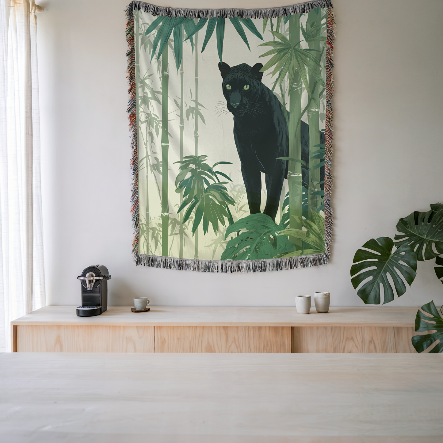 Tropical Black Panther Bamboo Jungle Art
