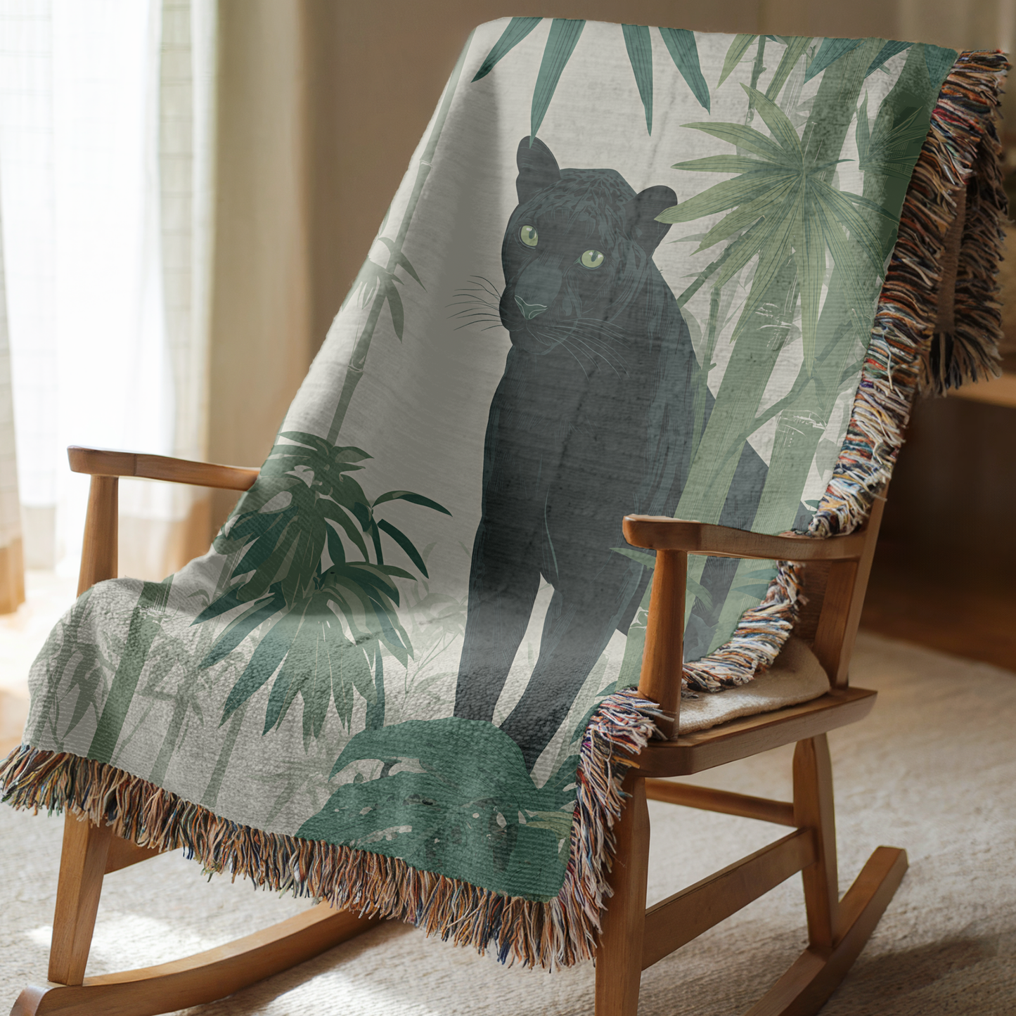 Tropical Black Panther Bamboo Jungle Art