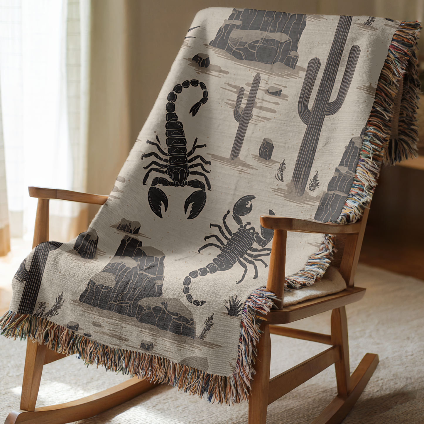 Southwest Scorpion Desert Sand Woven Blanket