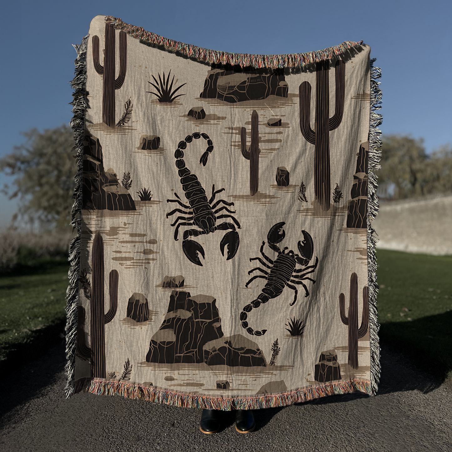 Southwest Scorpion Desert Sand Woven Blanket