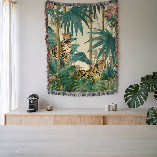 Leopard Tropical Forest Woven Blanket