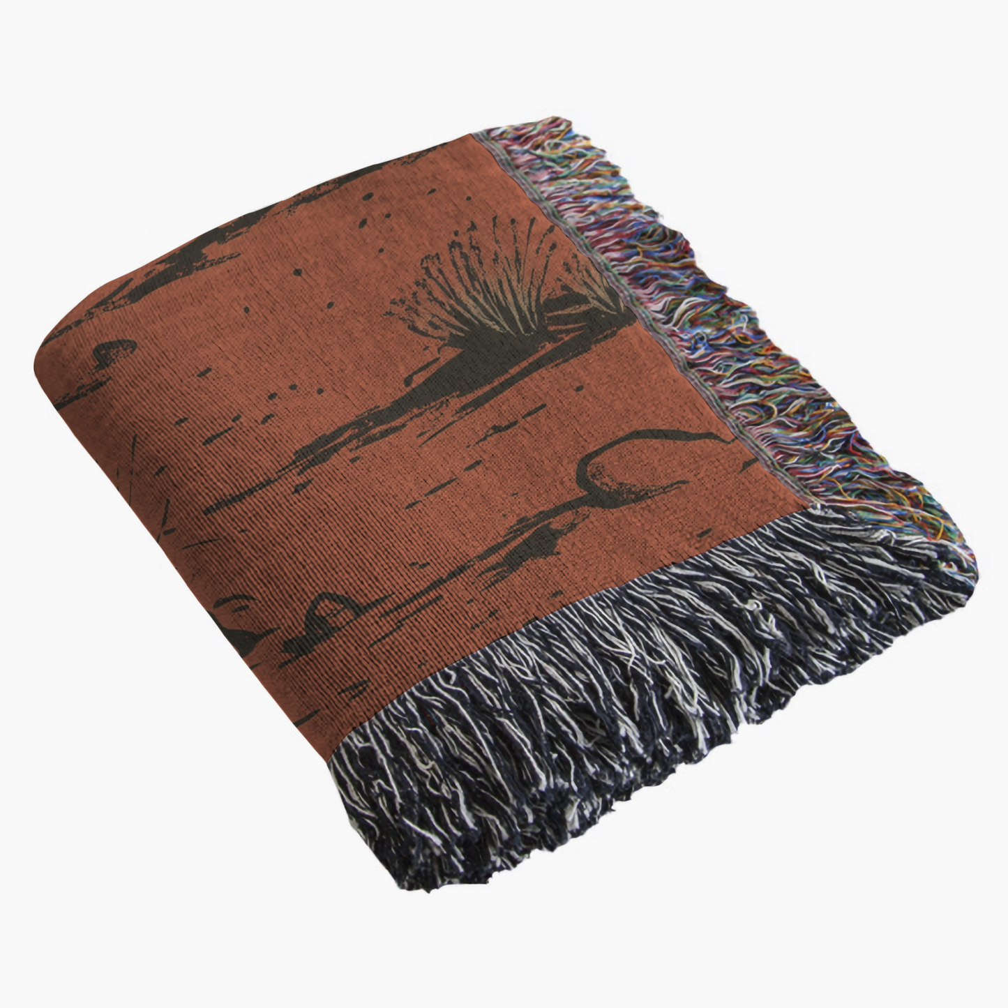 Retro Saguaro Cactus Desert Woven Blanket